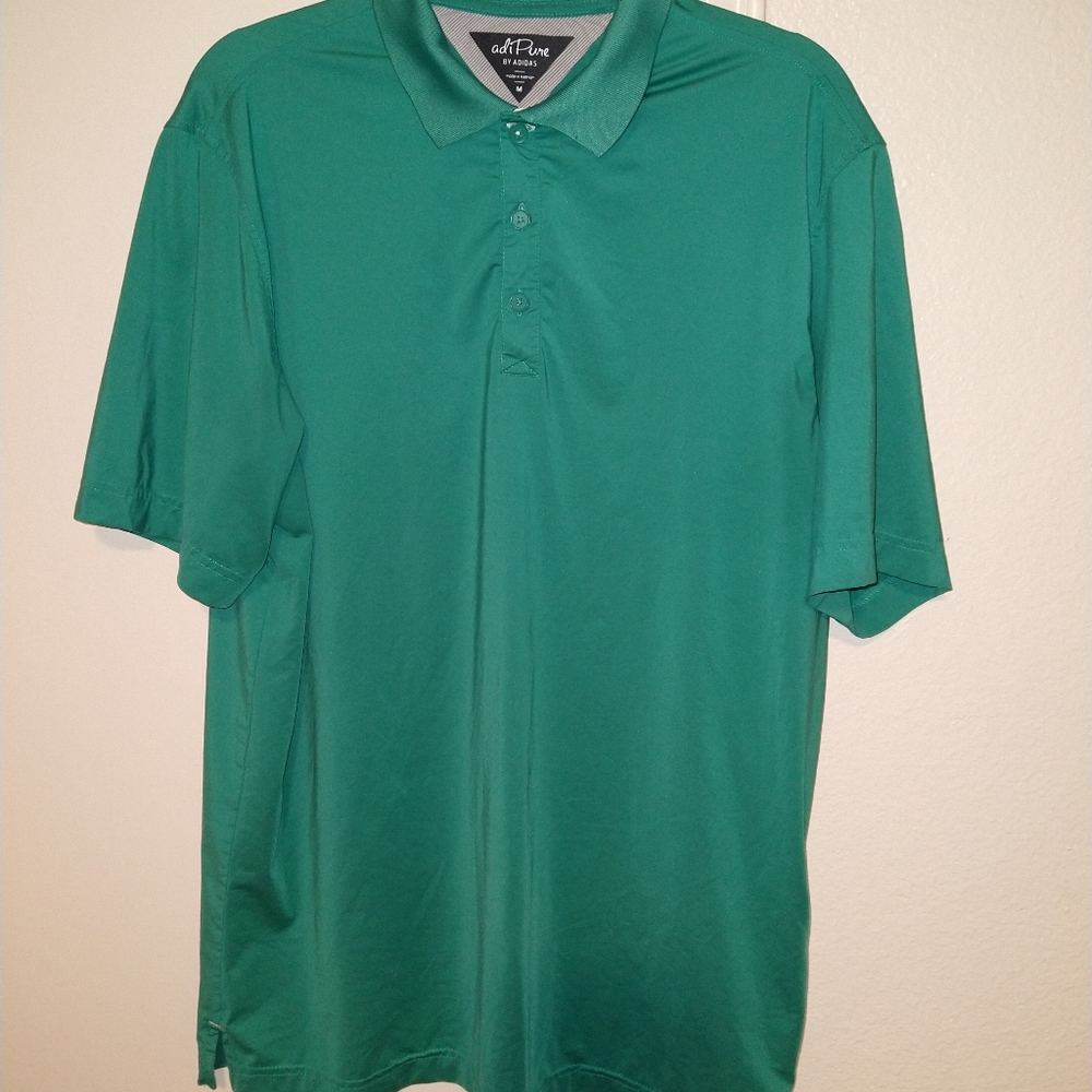 AdiPure by Adidas Green Short Sleeve Golf Polo Shirt Men's sz Medium.